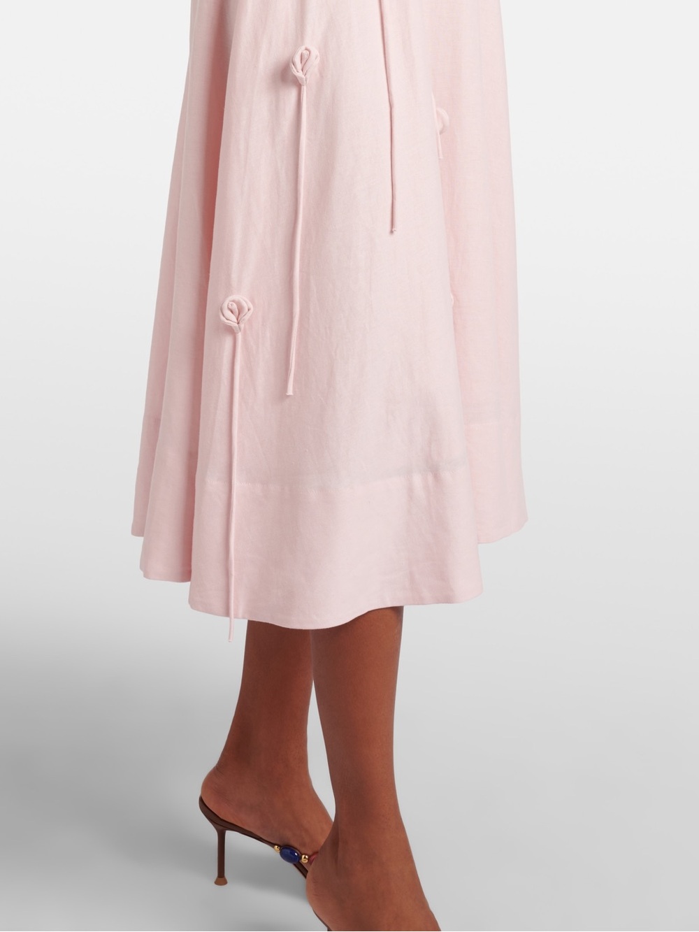Farm Rio: Floral-appliqué linen-blend midi dress - Picture 5 of 9